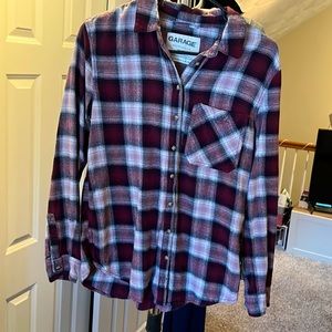 Garage Boyfriend Fit XS Plaid Button Down, Warm 100% cotton, Size Extra Small